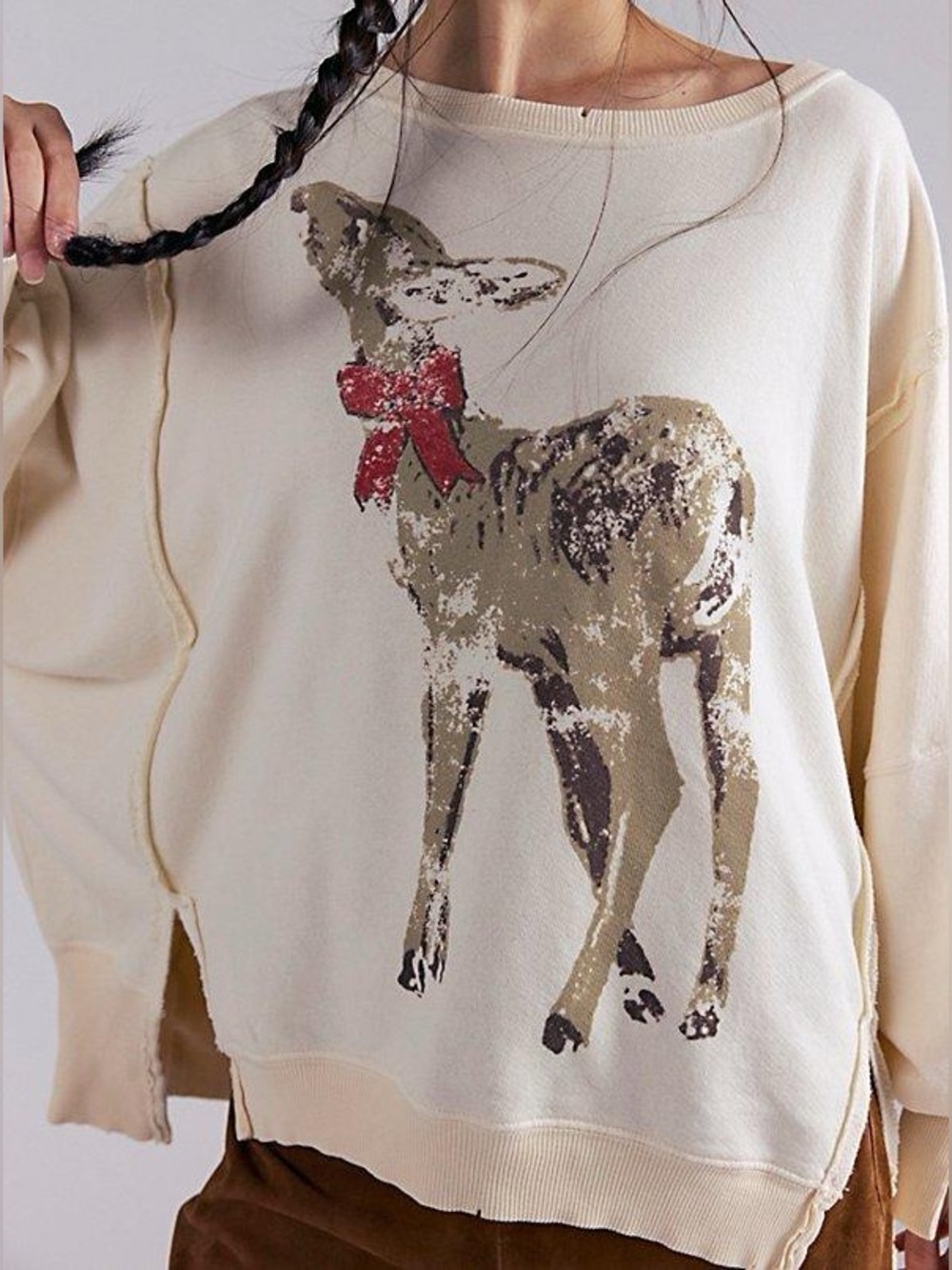 Free people We The Free Graphic Camden Pullover reindeer